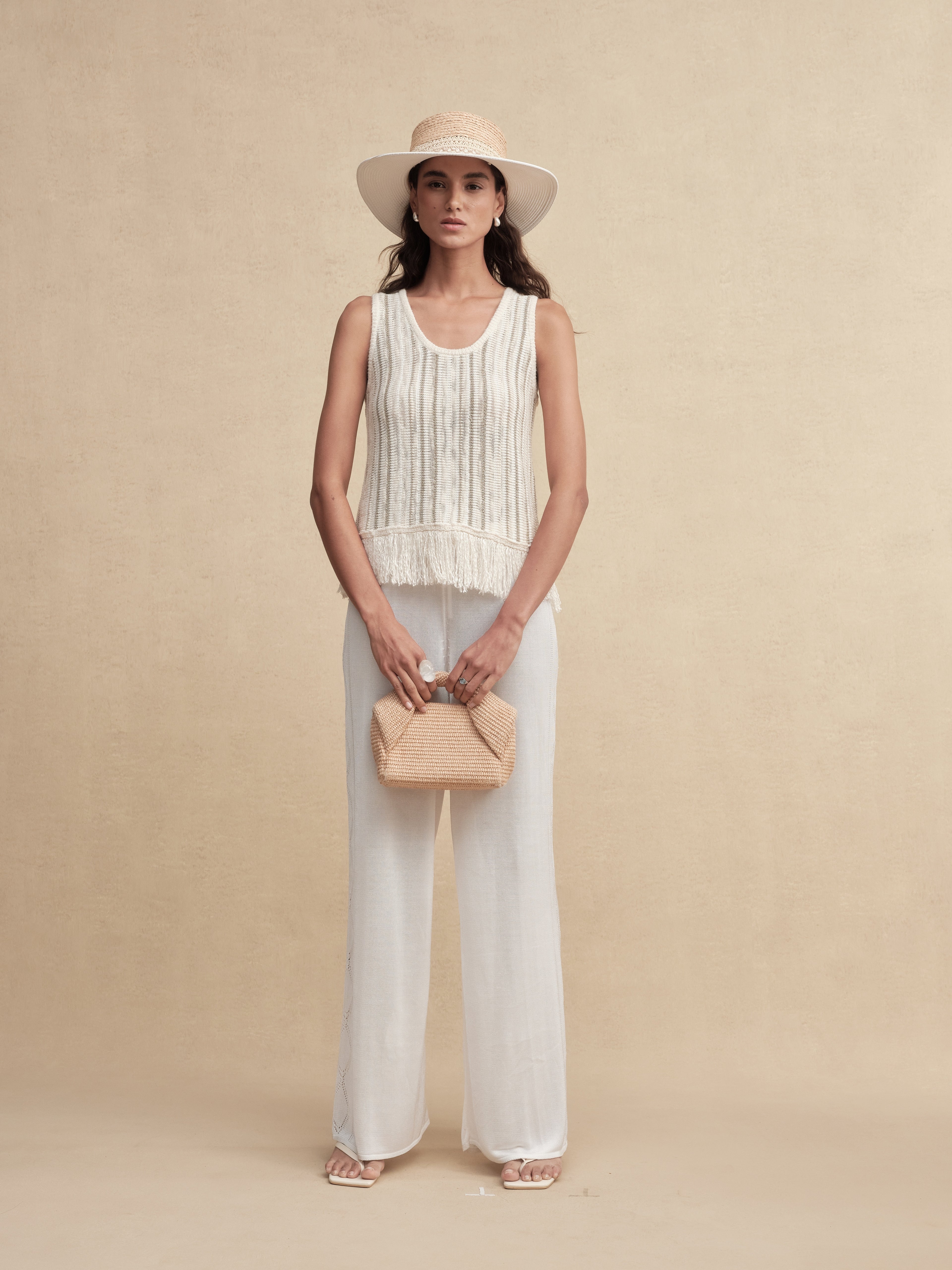 Textured Weave Fringe Boater
