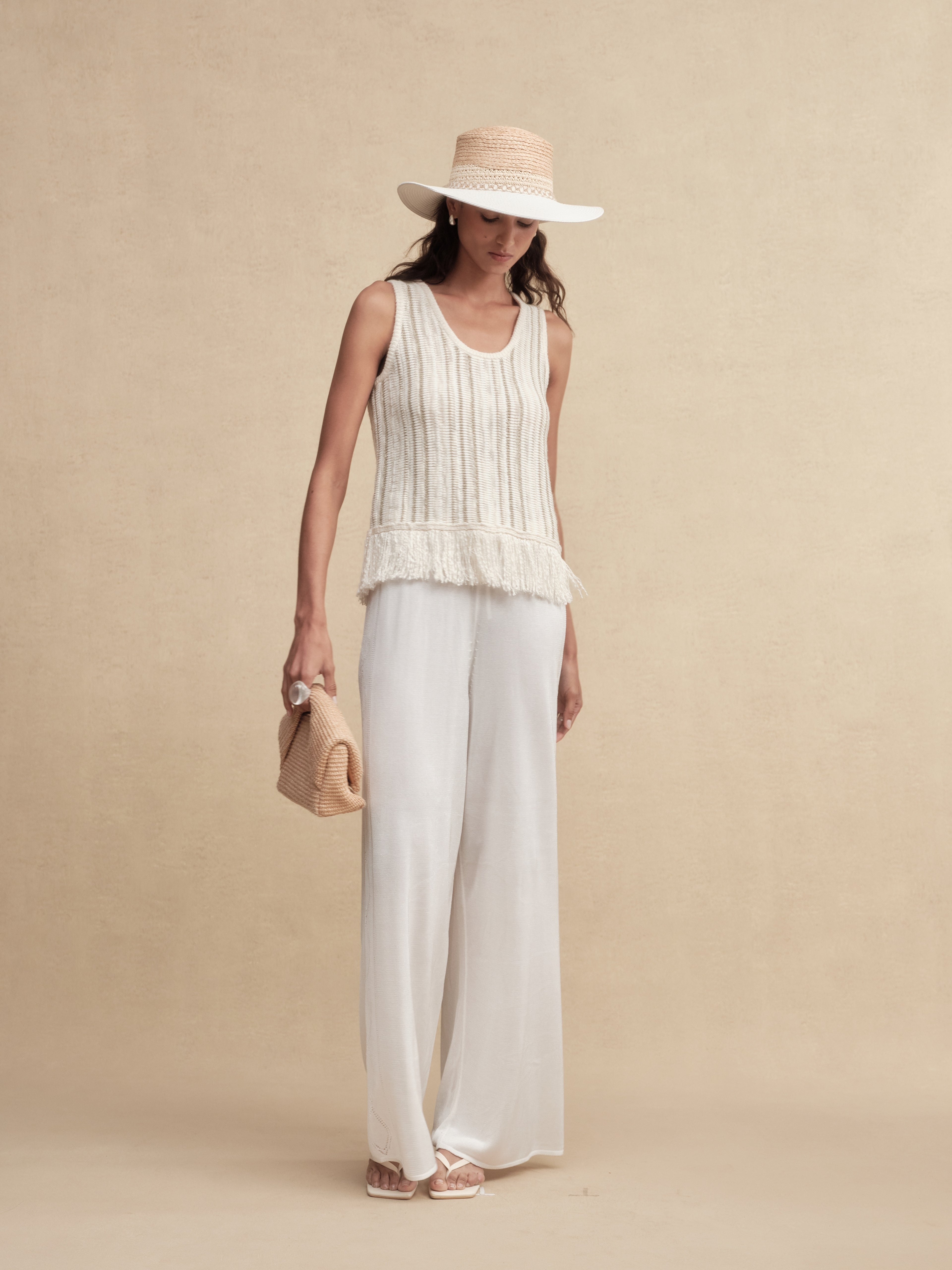 Textured Weave Fringe Boater