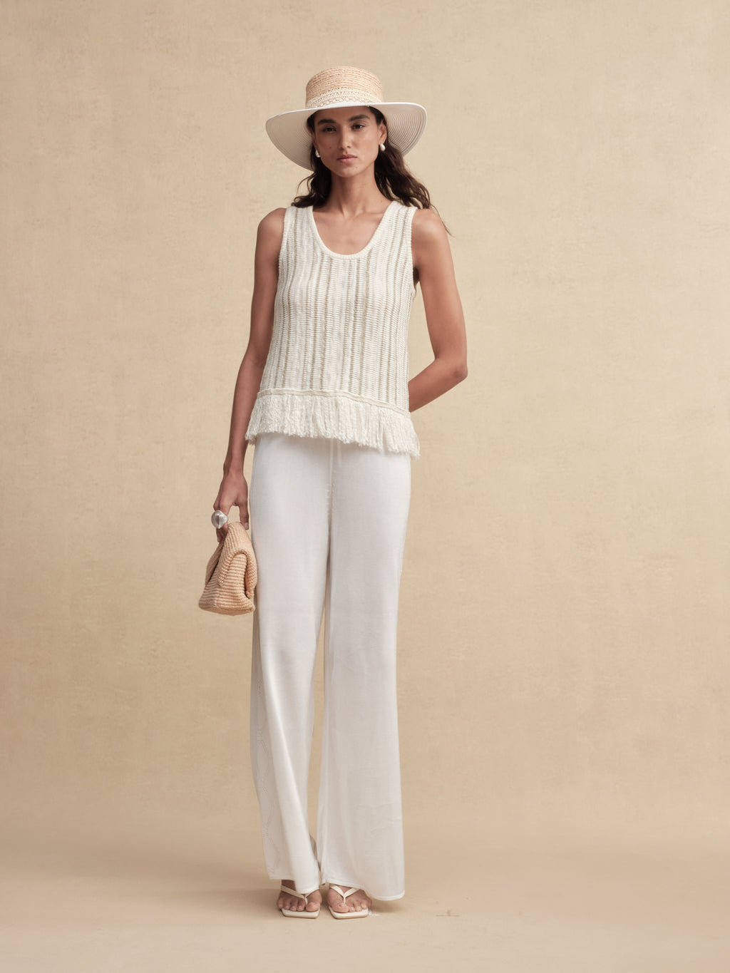 Textured Weave Fringe Boater