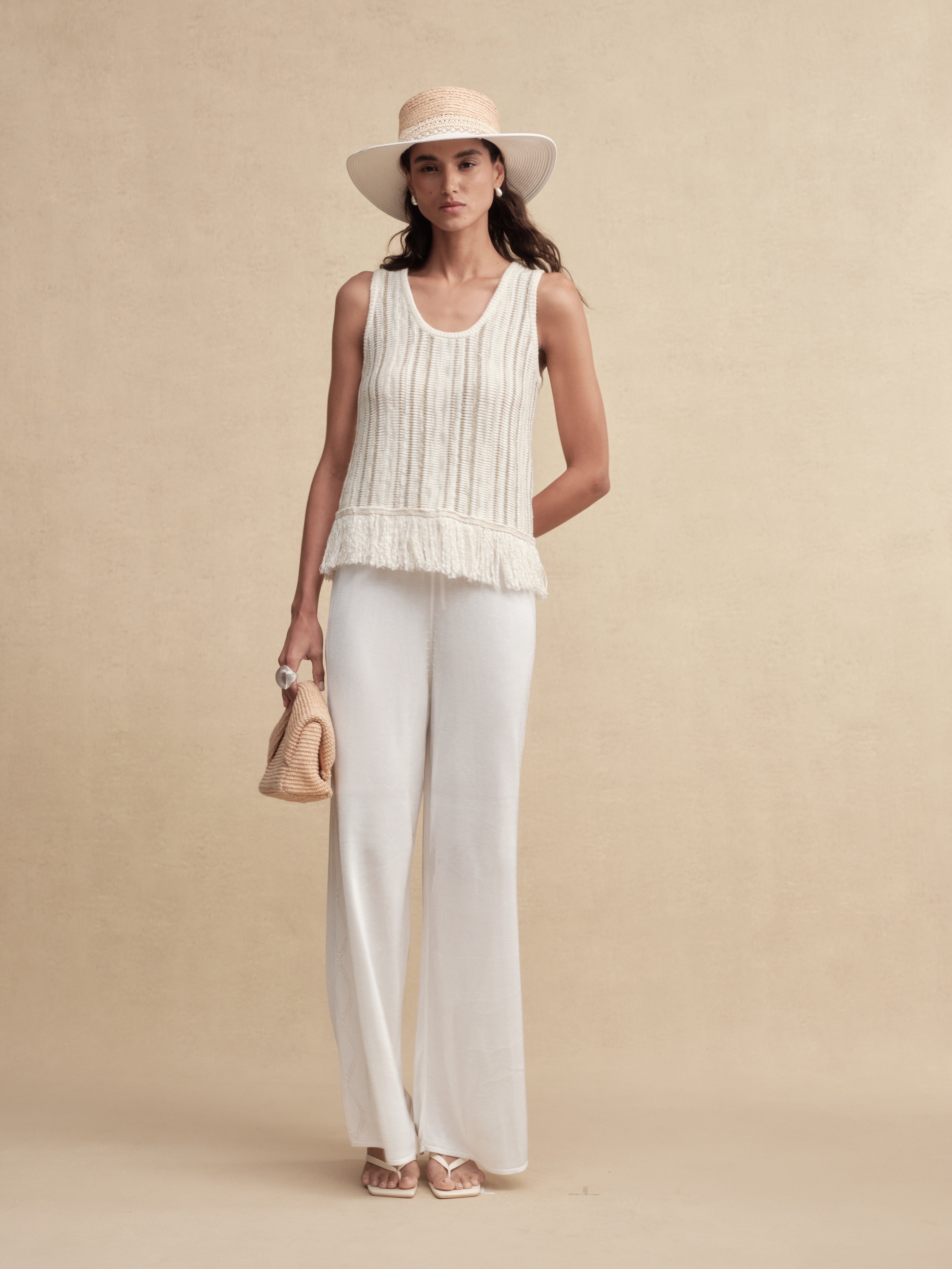 Textured Weave Fringe Boater