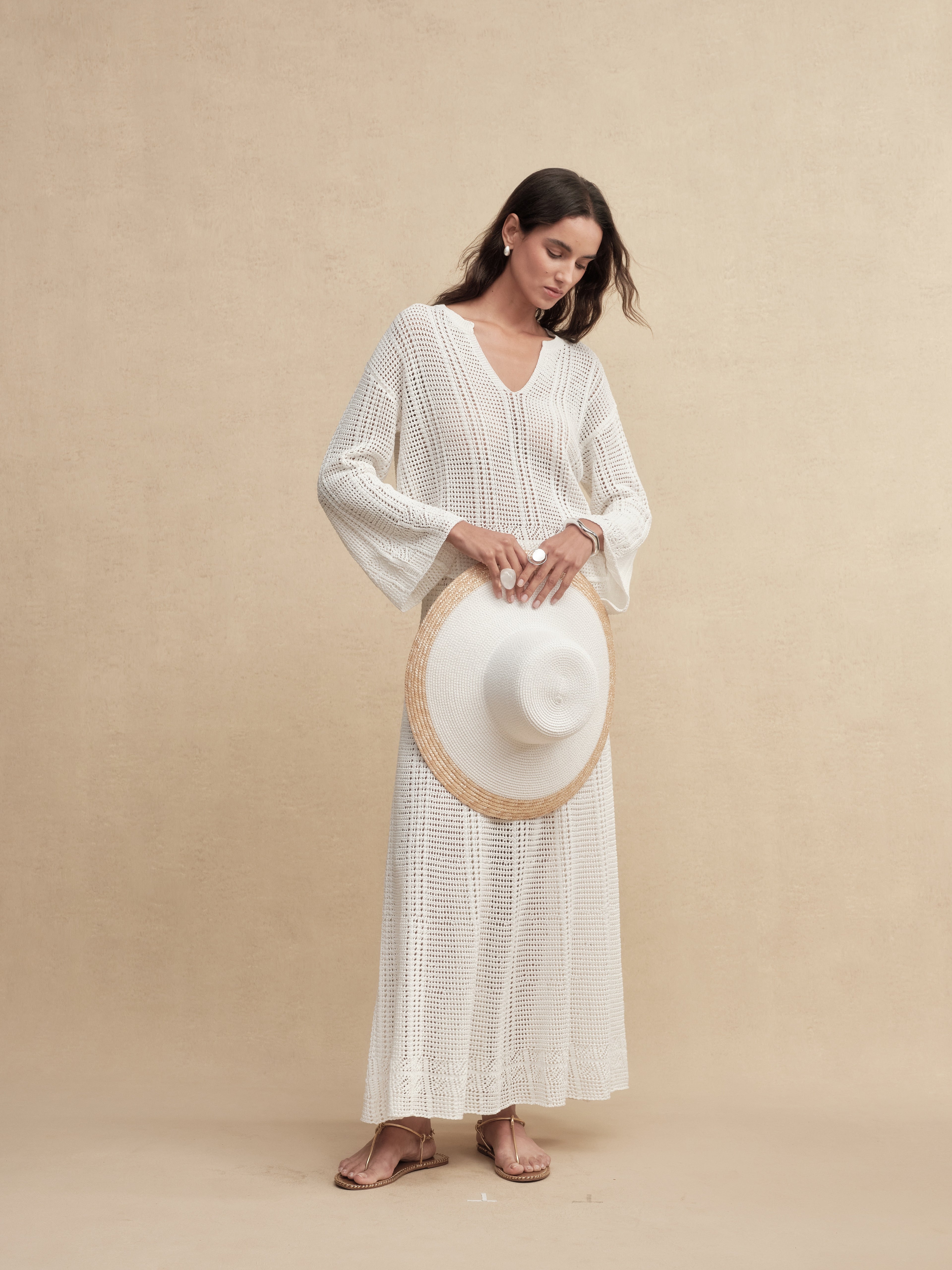Silky Cotton Bell-Sleeve Knit Top
