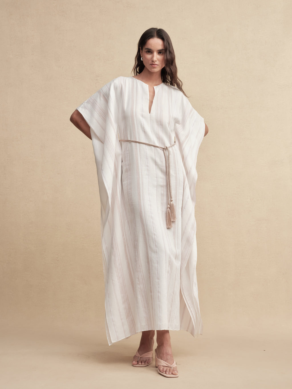 Striped Fringe Cape Dress