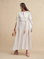 Striped Fringe Cape Dress