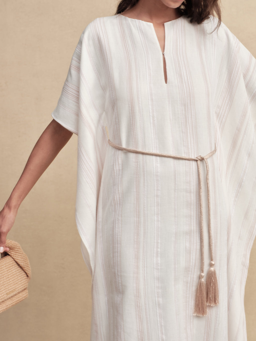 Striped Fringe Cape Dress