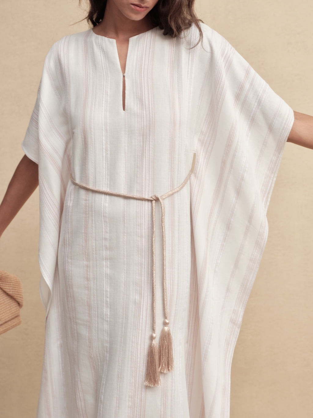 Striped Fringe Cape Dress