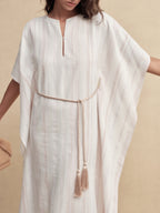 Striped Fringe Cape Dress