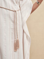 Striped Fringe Cape Dress