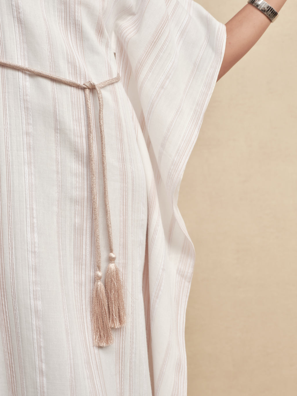 Striped Fringe Cape Dress