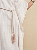 Striped Fringe Cape Dress