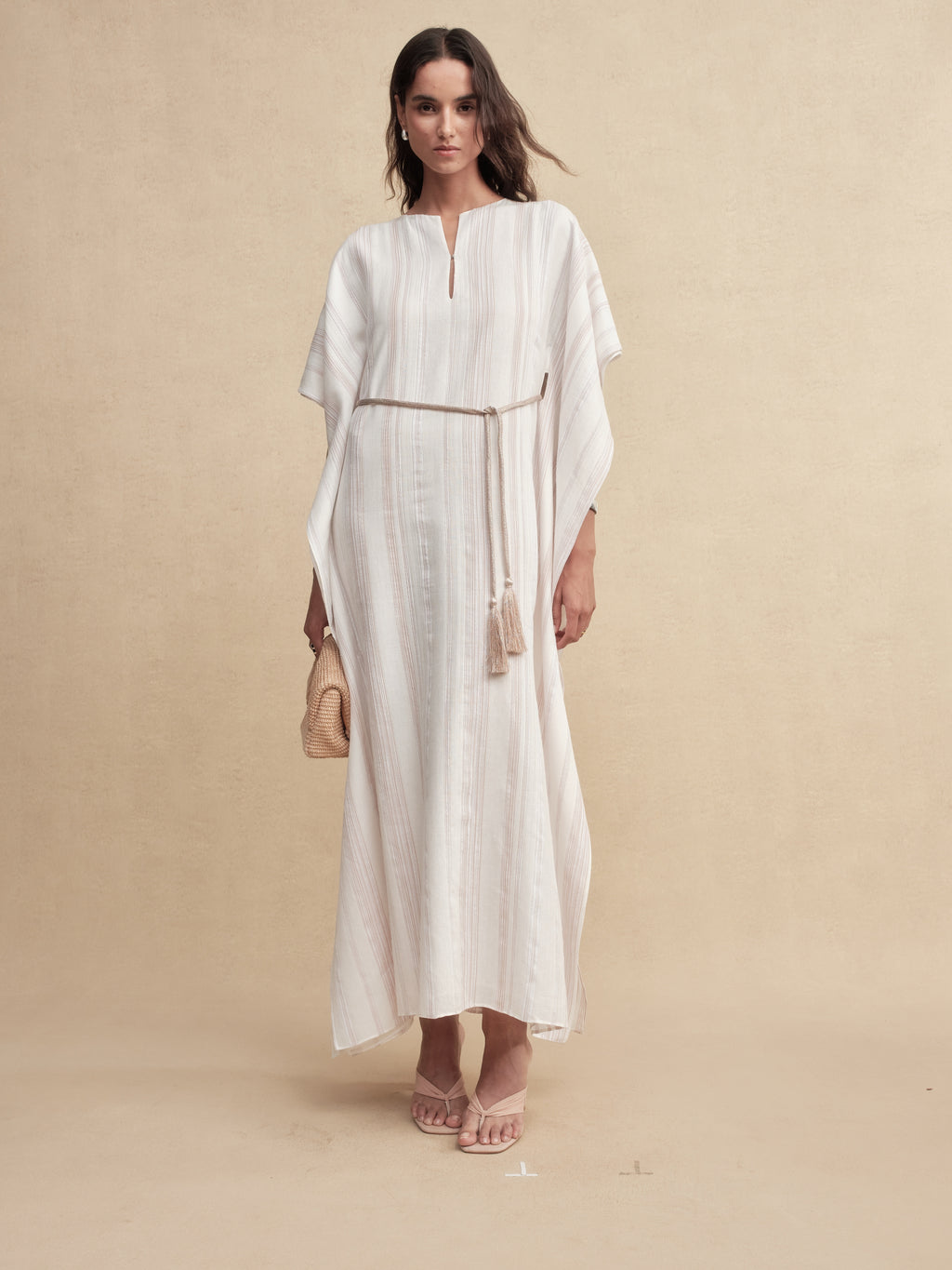 Striped Fringe Cape Dress