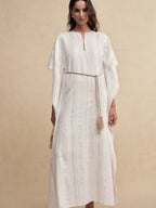 Striped Fringe Cape Dress