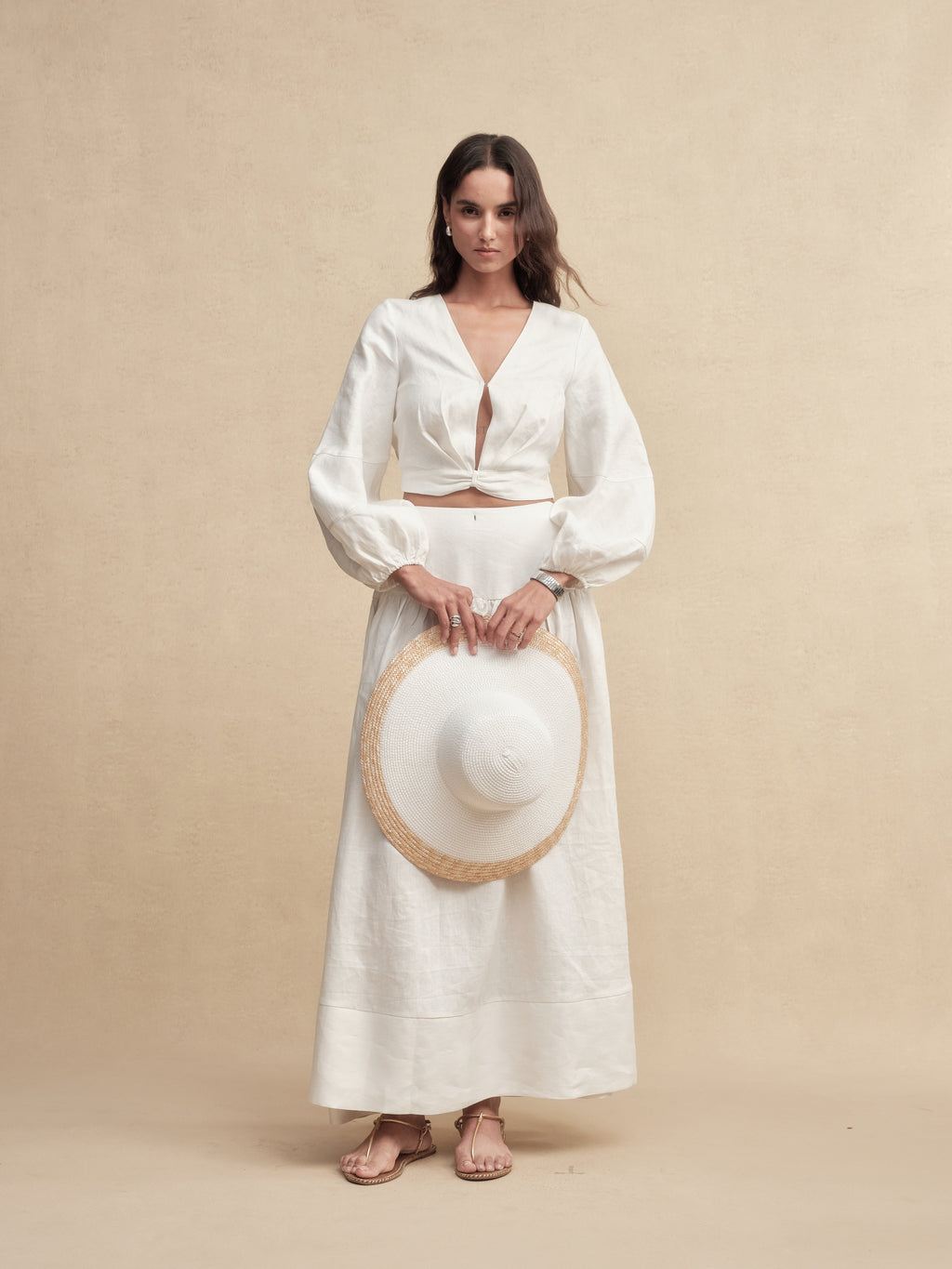 White-Topped Wide Brim Fedora