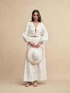 White-Topped Wide Brim Fedora