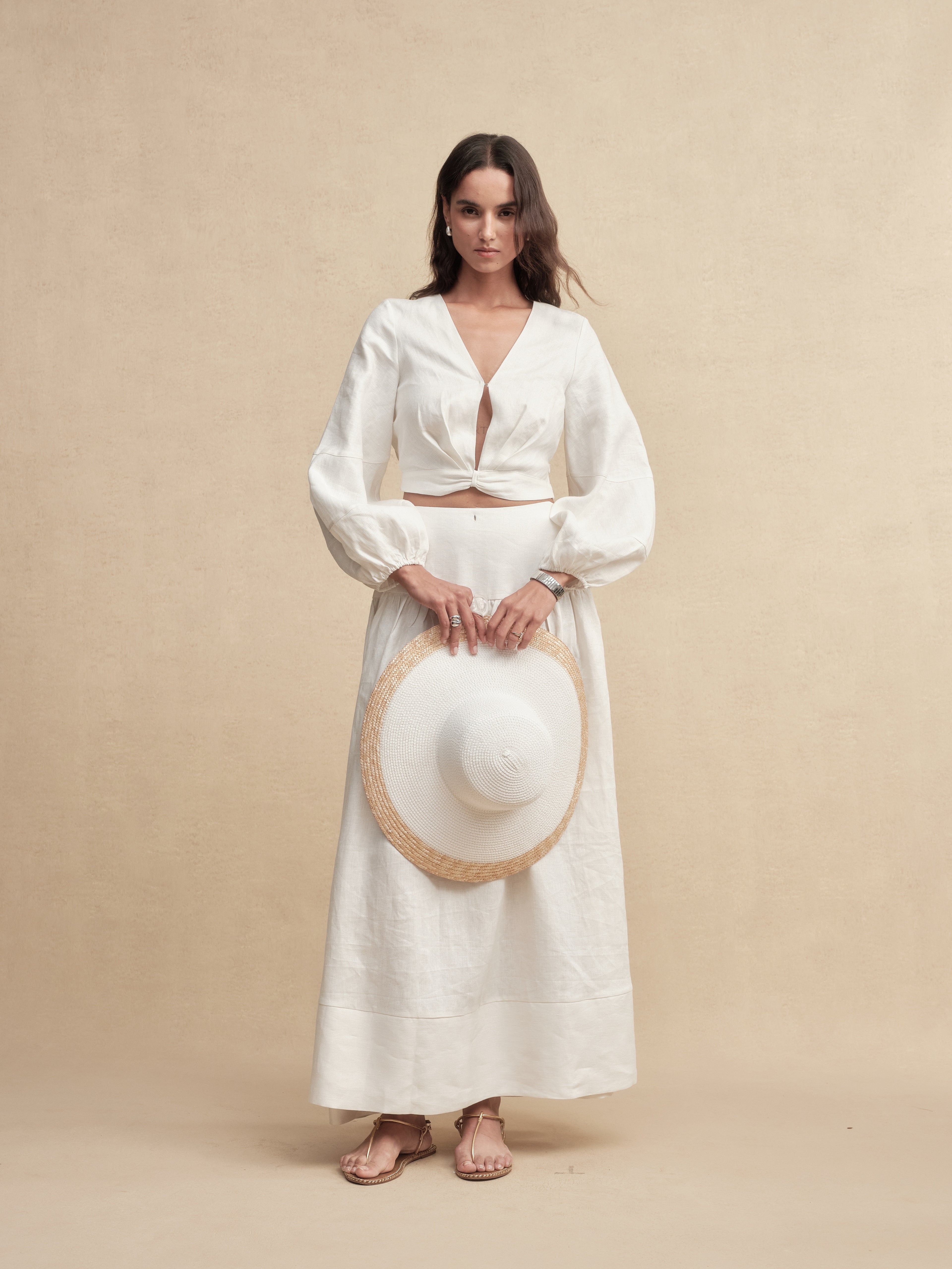 White-Topped Wide Brim Fedora