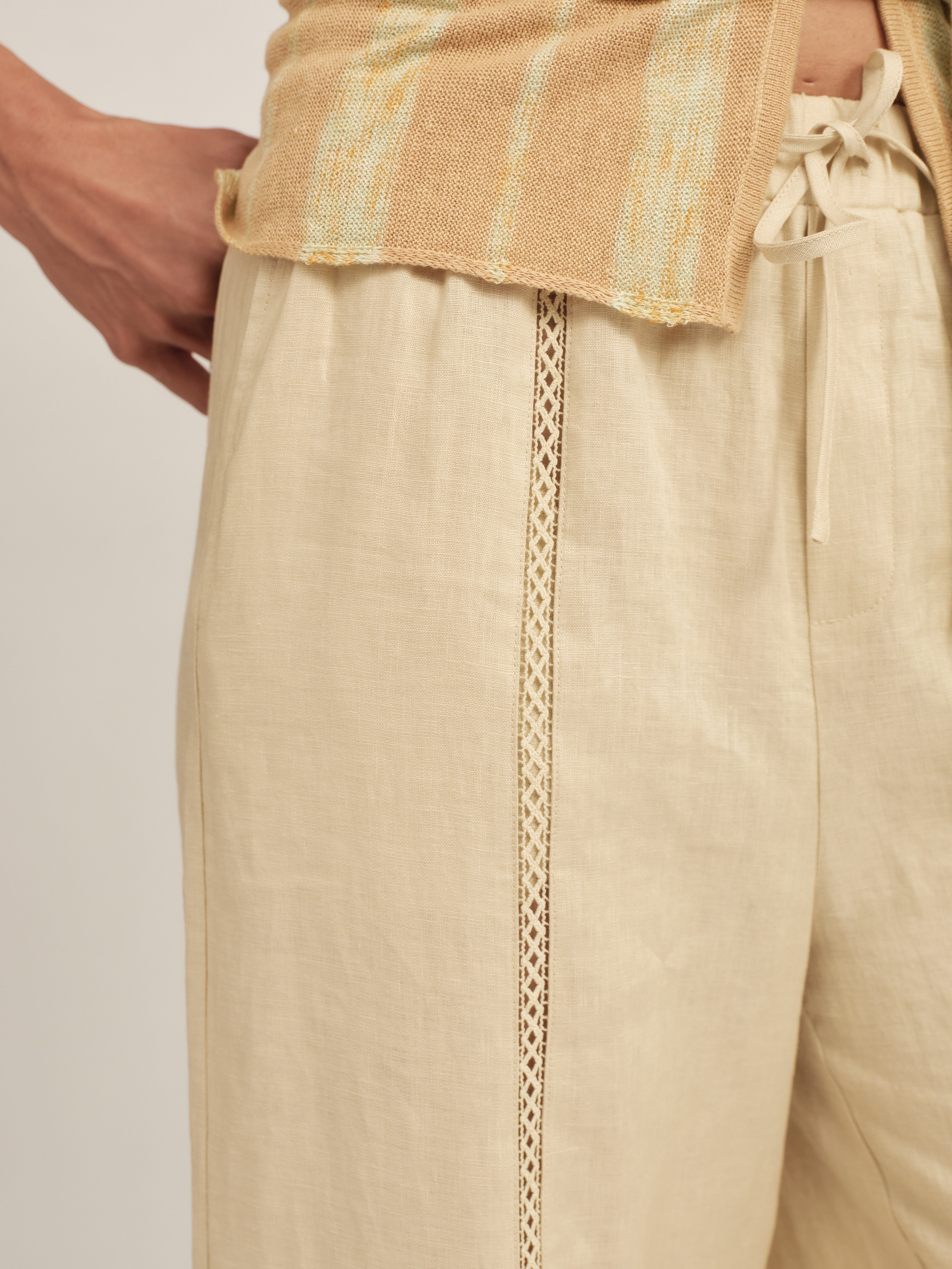 Timeless Capsule Linen Crochet Loose-Fit Pants