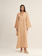 Fringe-Trimmed Tie-Waist Dress