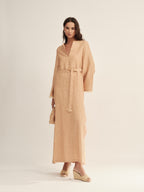 Fringe-Trimmed Tie-Waist Dress
