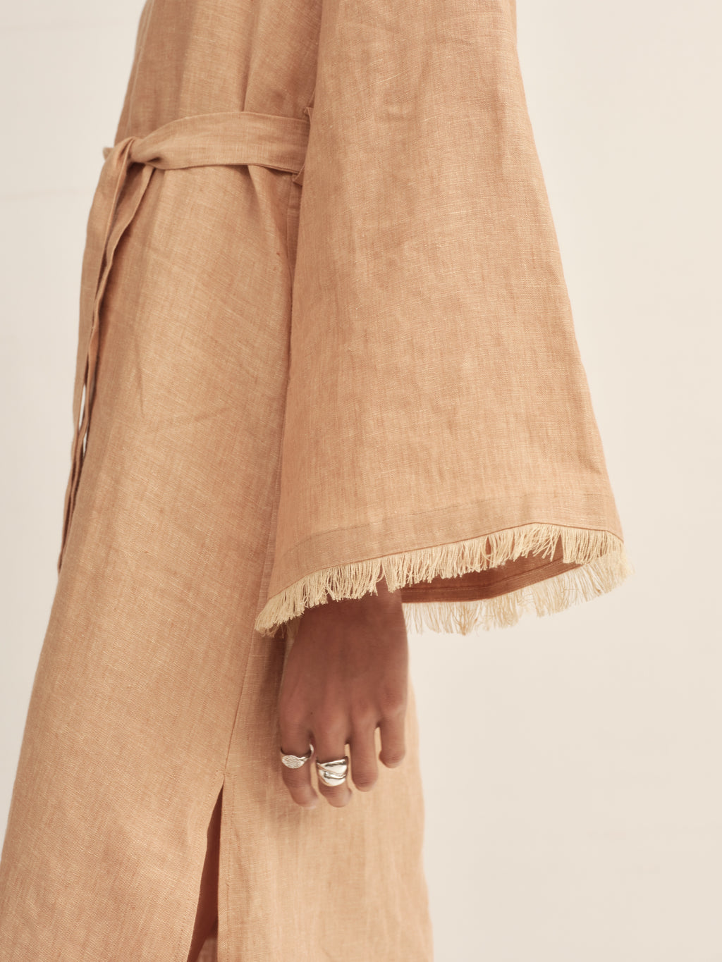 Fringe-Trimmed Tie-Waist Dress