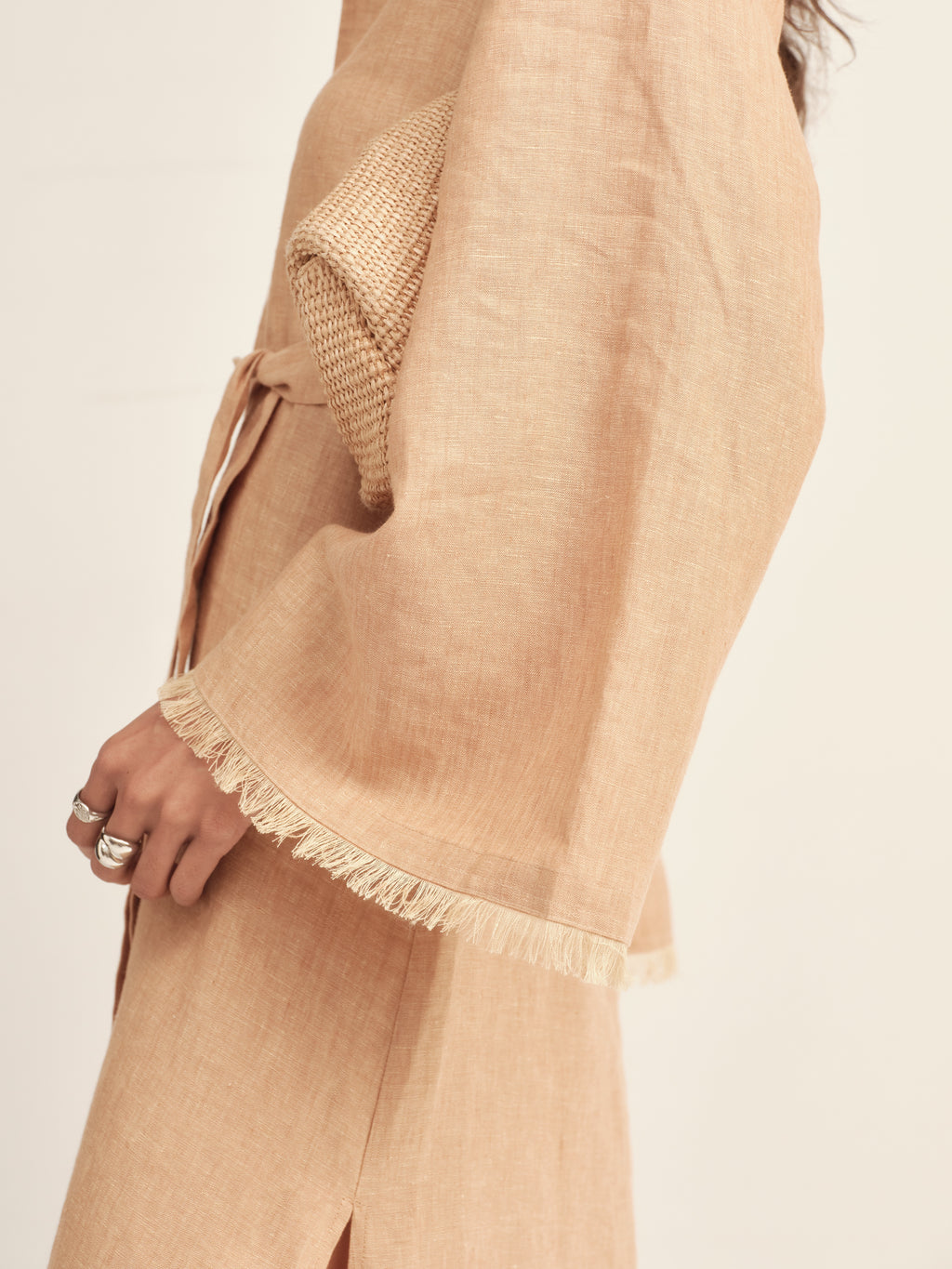Fringe-Trimmed Tie-Waist Dress