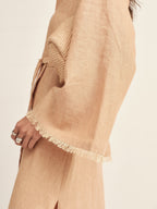 Fringe-Trimmed Tie-Waist Dress