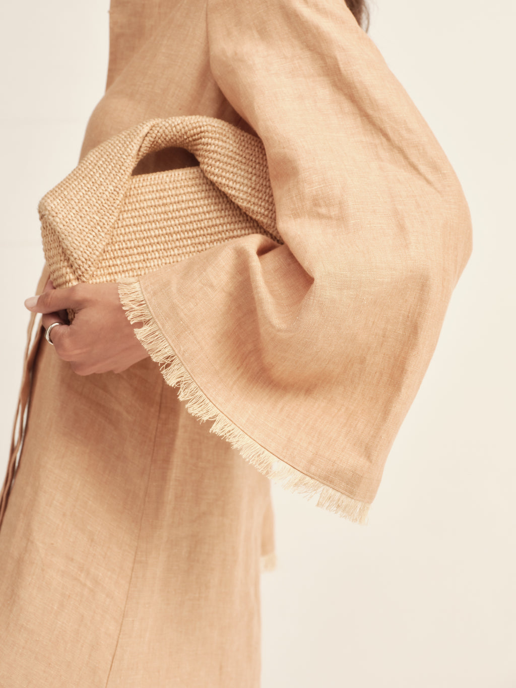 Fringe-Trimmed Tie-Waist Dress