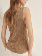Cooling Twisted Cable Knit Tank Top