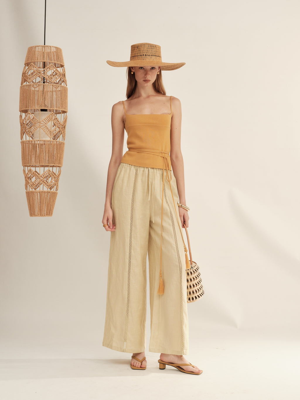 Timeless Capsule Linen Crochet Loose-Fit Pants