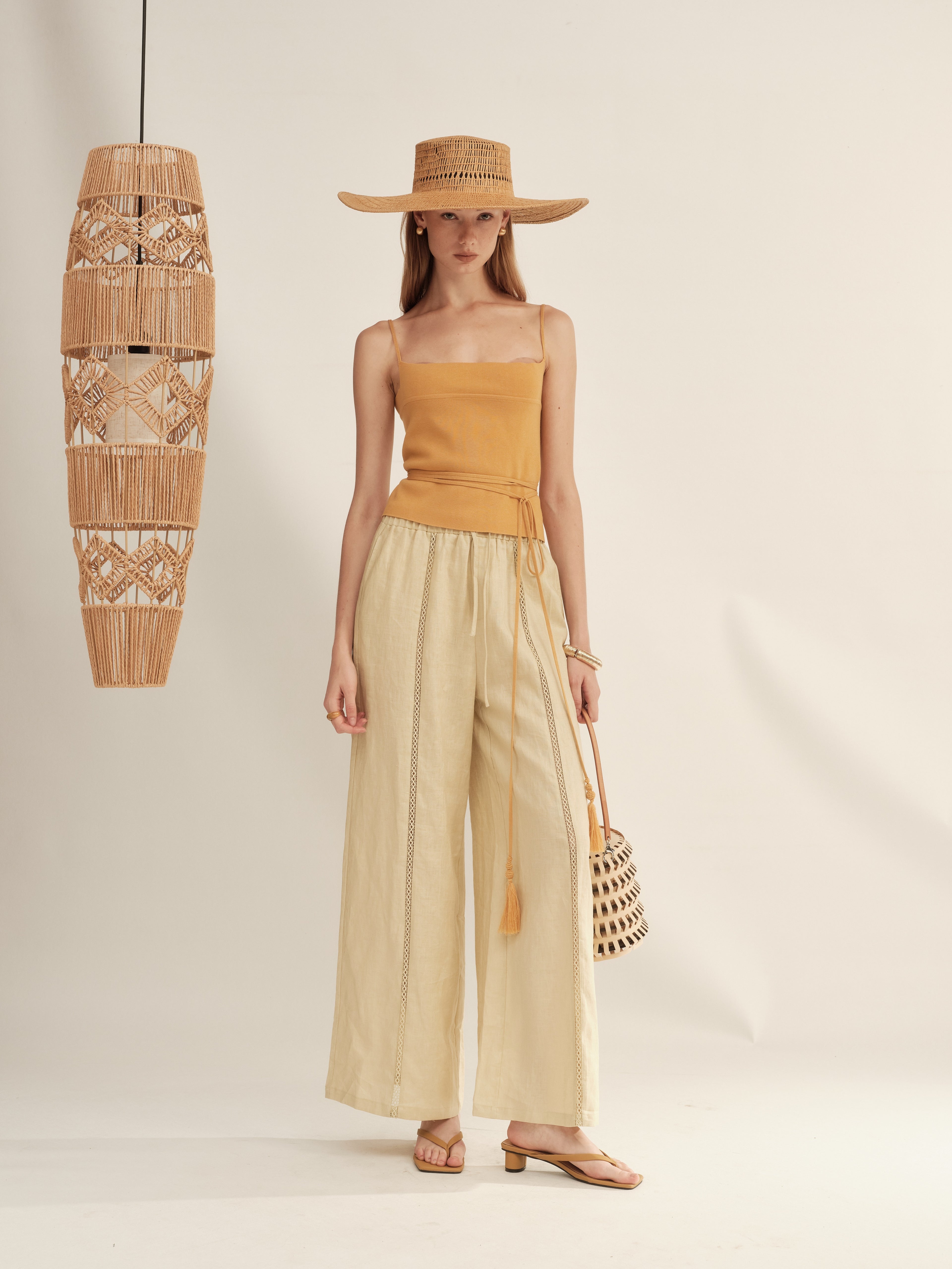 Timeless Capsule Linen Crochet Loose-Fit Pants