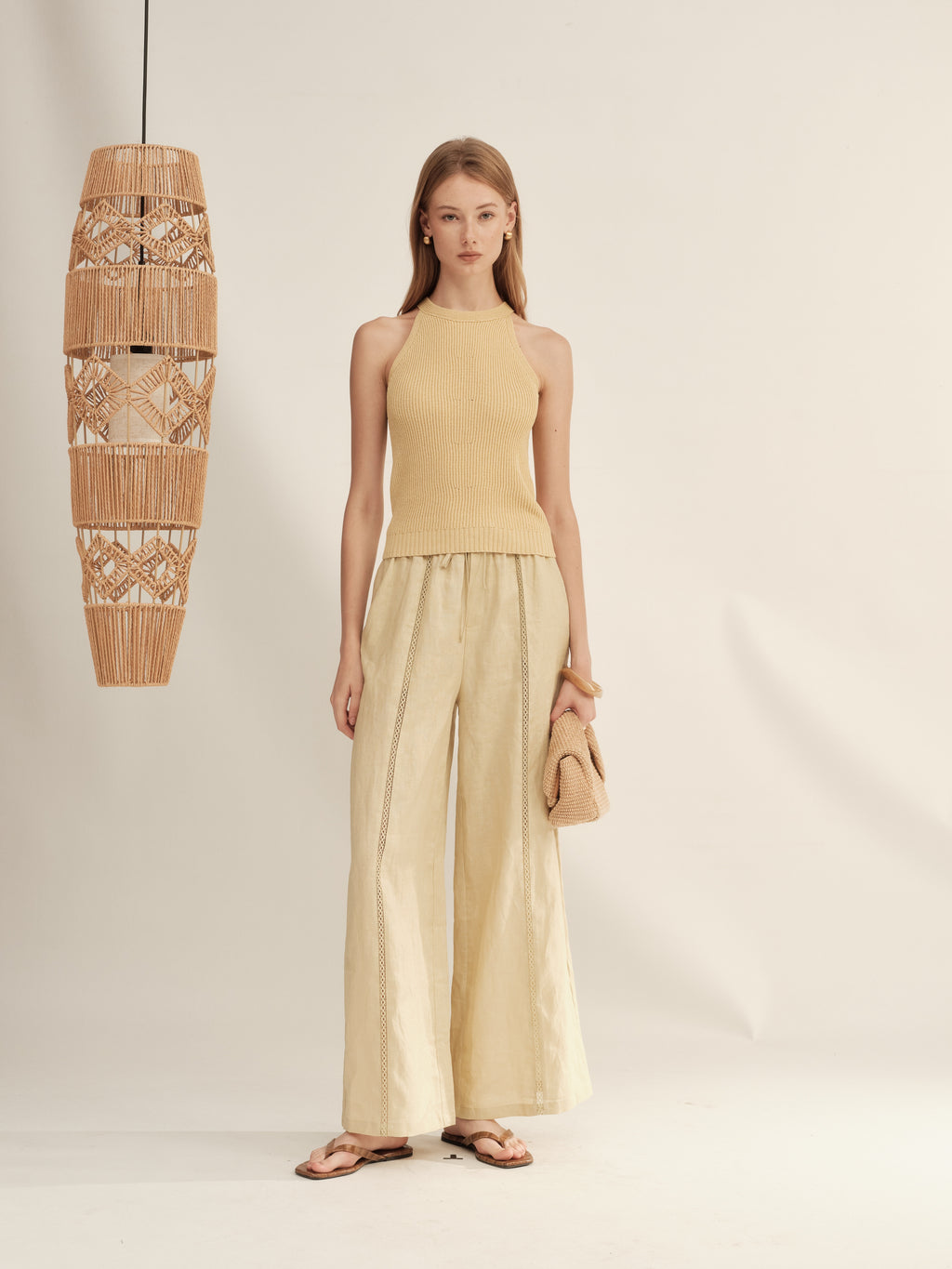 Timeless Capsule Linen Crochet Loose-Fit Pants