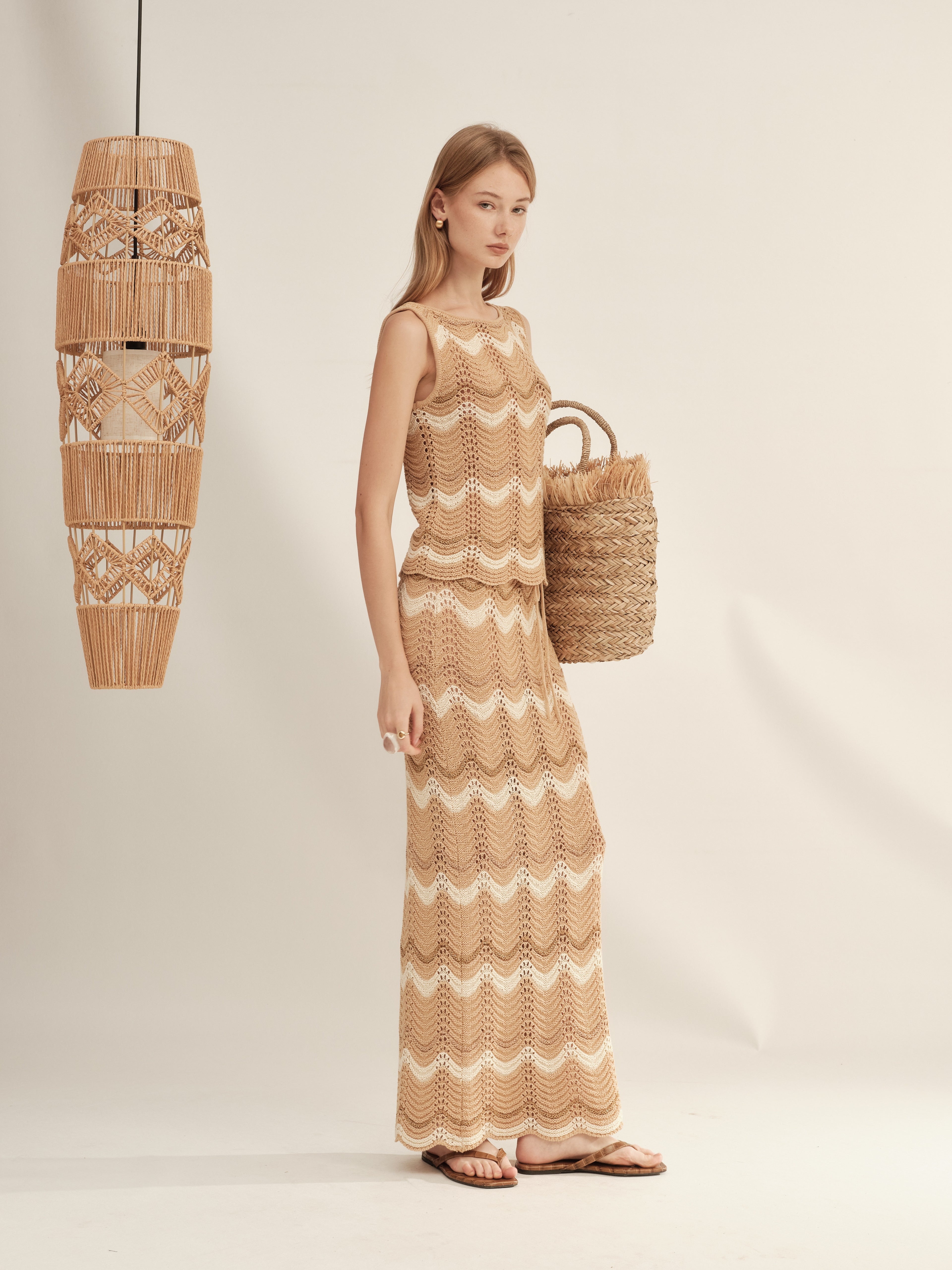Gold and Silver Wavy Knit Skirt