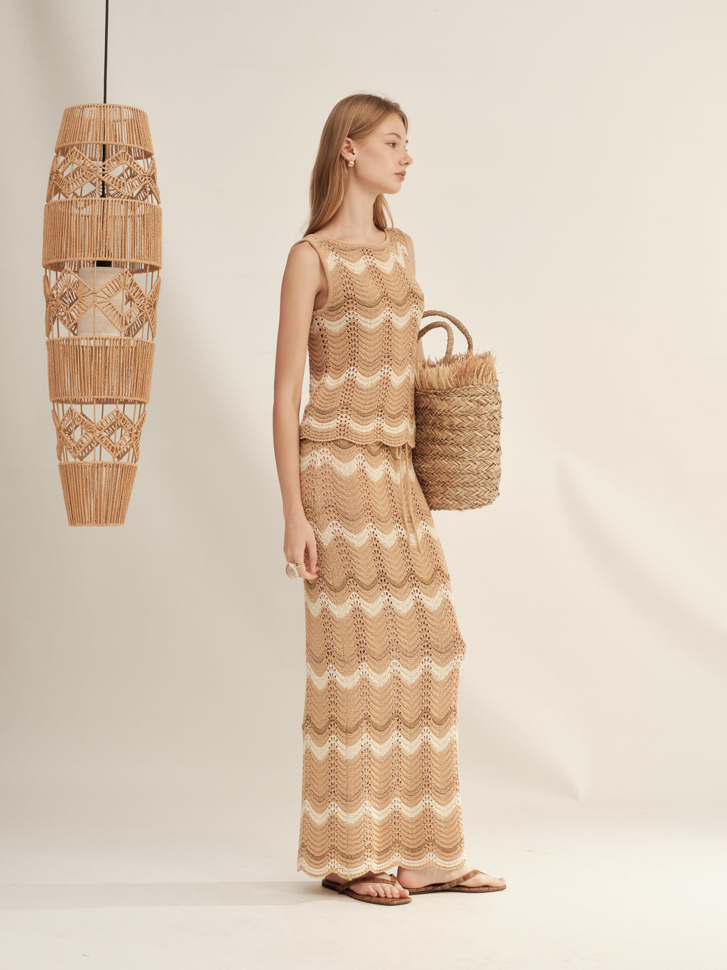 Gold and Silver Wavy Knit Skirt