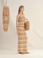 Gold and Silver Wavy Knit Skirt