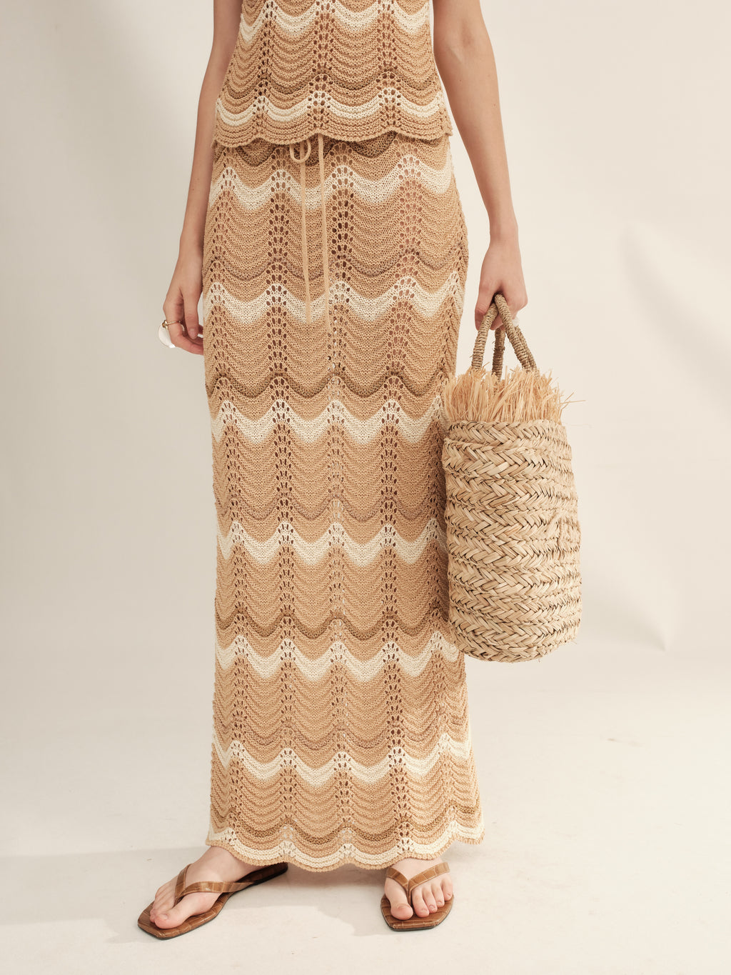 Gold and Silver Wavy Knit Skirt