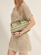 Cloud-shaped Straw Clutch Bag