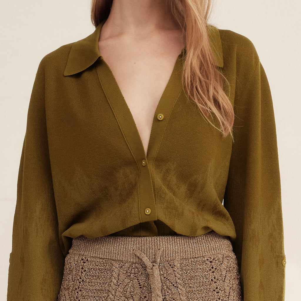 Chiffon Semi-sheer Knit Blouse