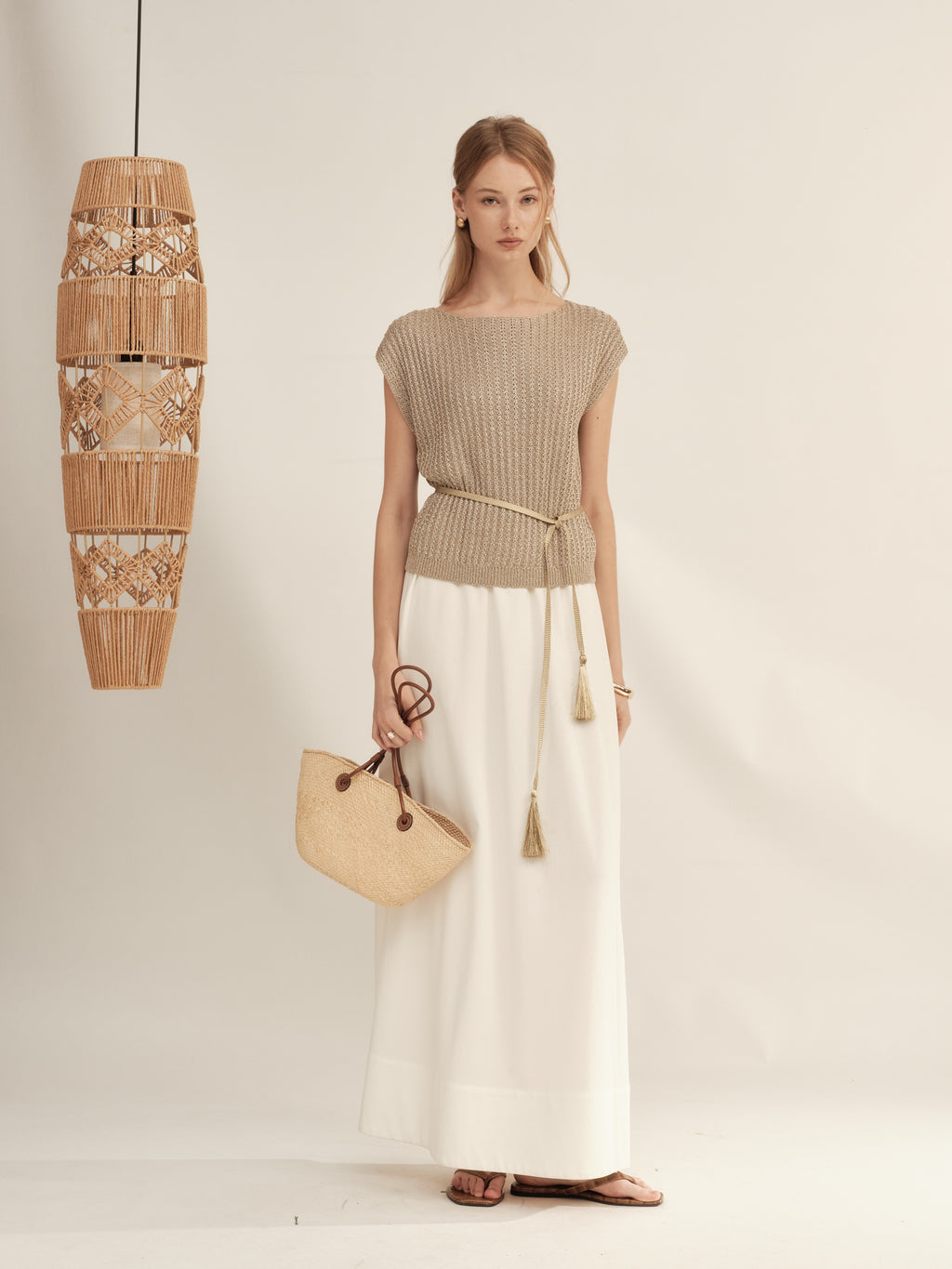Gold-Dusted Short-Sleeve Knit Top