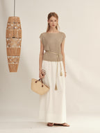 Gold-Dusted Short-Sleeve Knit Top