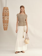 Gold-Dusted Short-Sleeve Knit Top