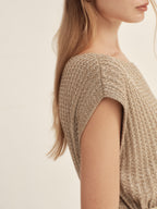 Gold-Dusted Short-Sleeve Knit Top