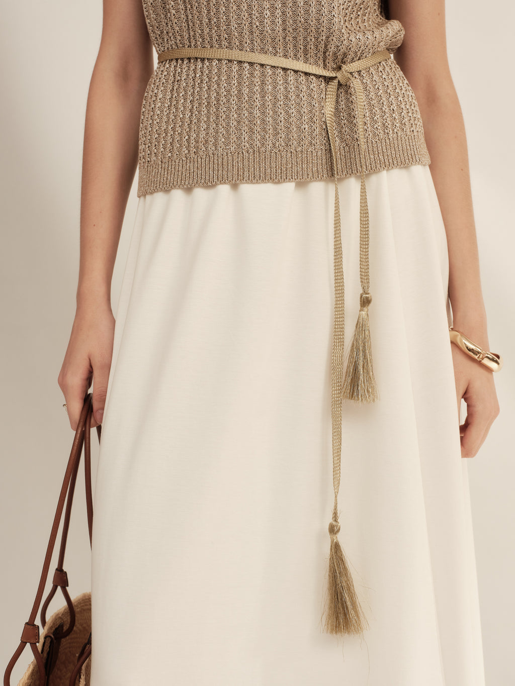 Gold-Dusted Short-Sleeve Knit Top
