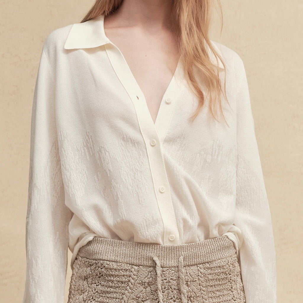 Chiffon Semi-sheer Knit Blouse