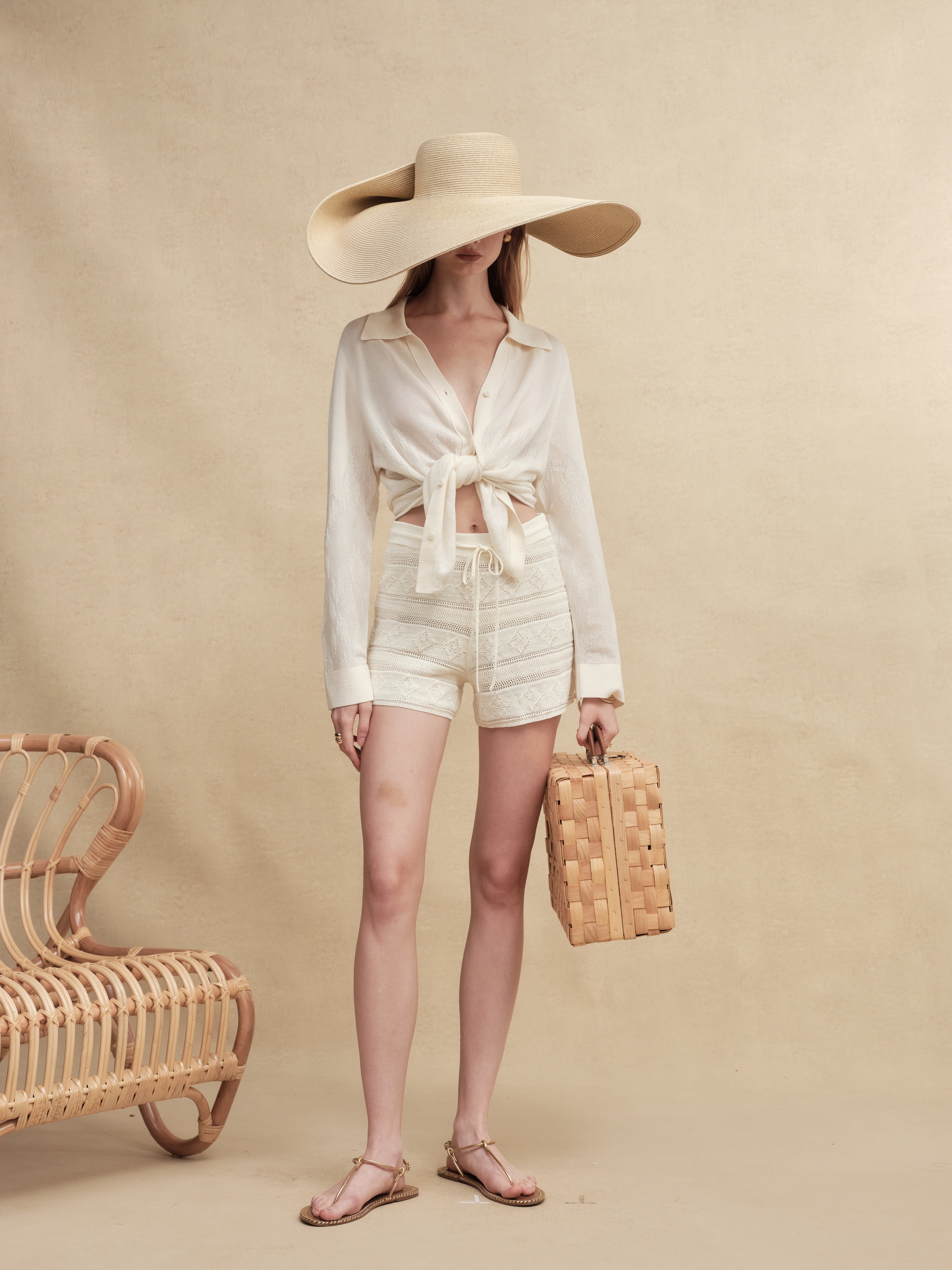Hemp Patterned Knit Shorts
