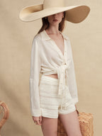 Hemp Patterned Knit Shorts