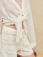 Hemp Patterned Knit Shorts