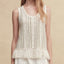 Mixed Silk-Lace Tassel Trim Knit Top