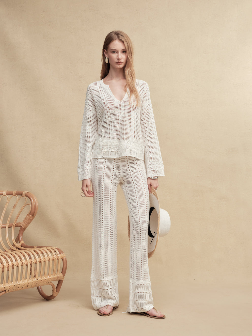 Paper Knit Wide-Leg Pants