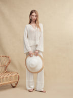 Paper Knit Wide-Leg Pants
