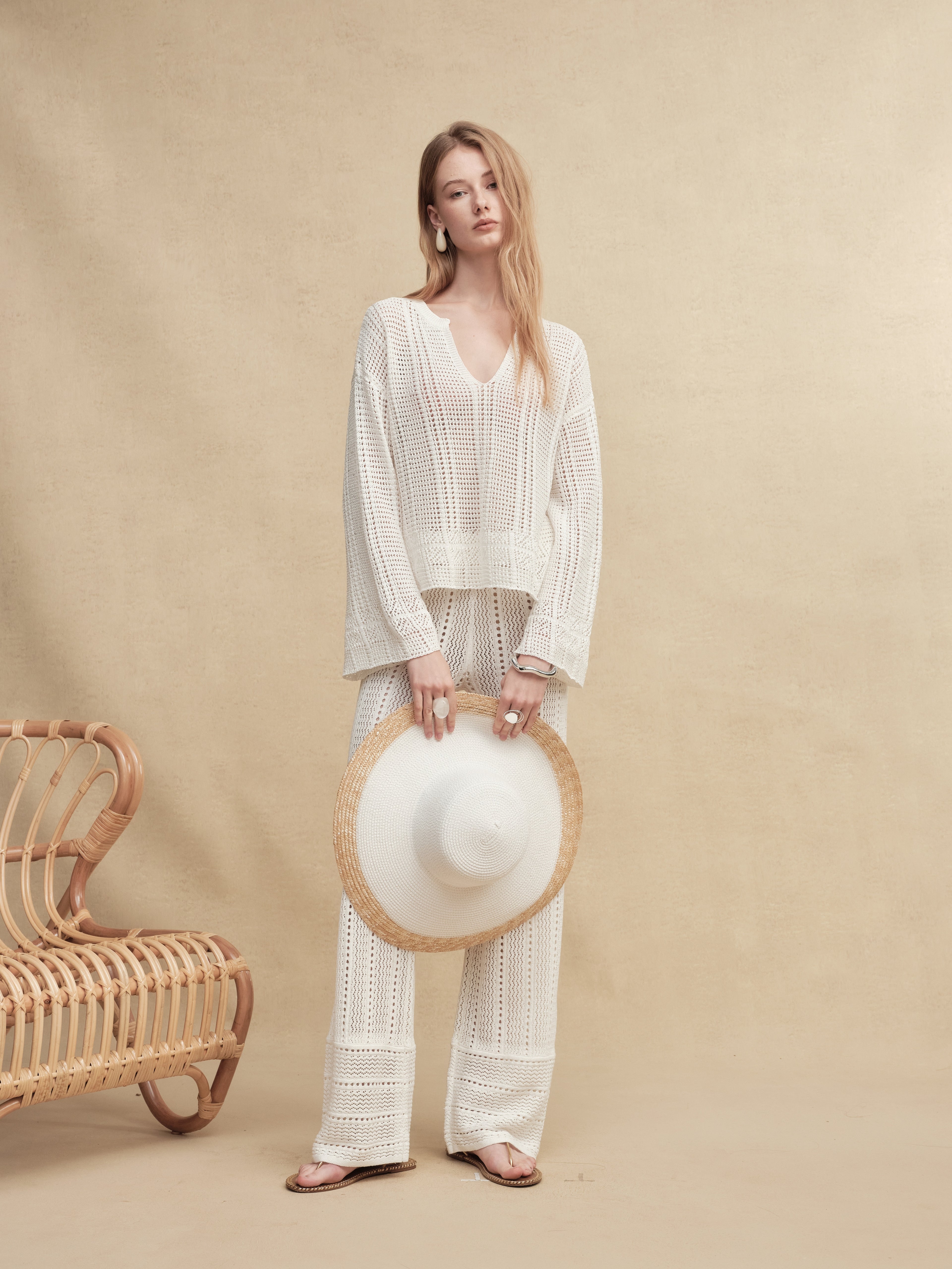 Paper Knit Wide-Leg Pants