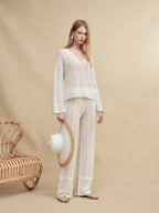 Paper Knit Wide-Leg Pants