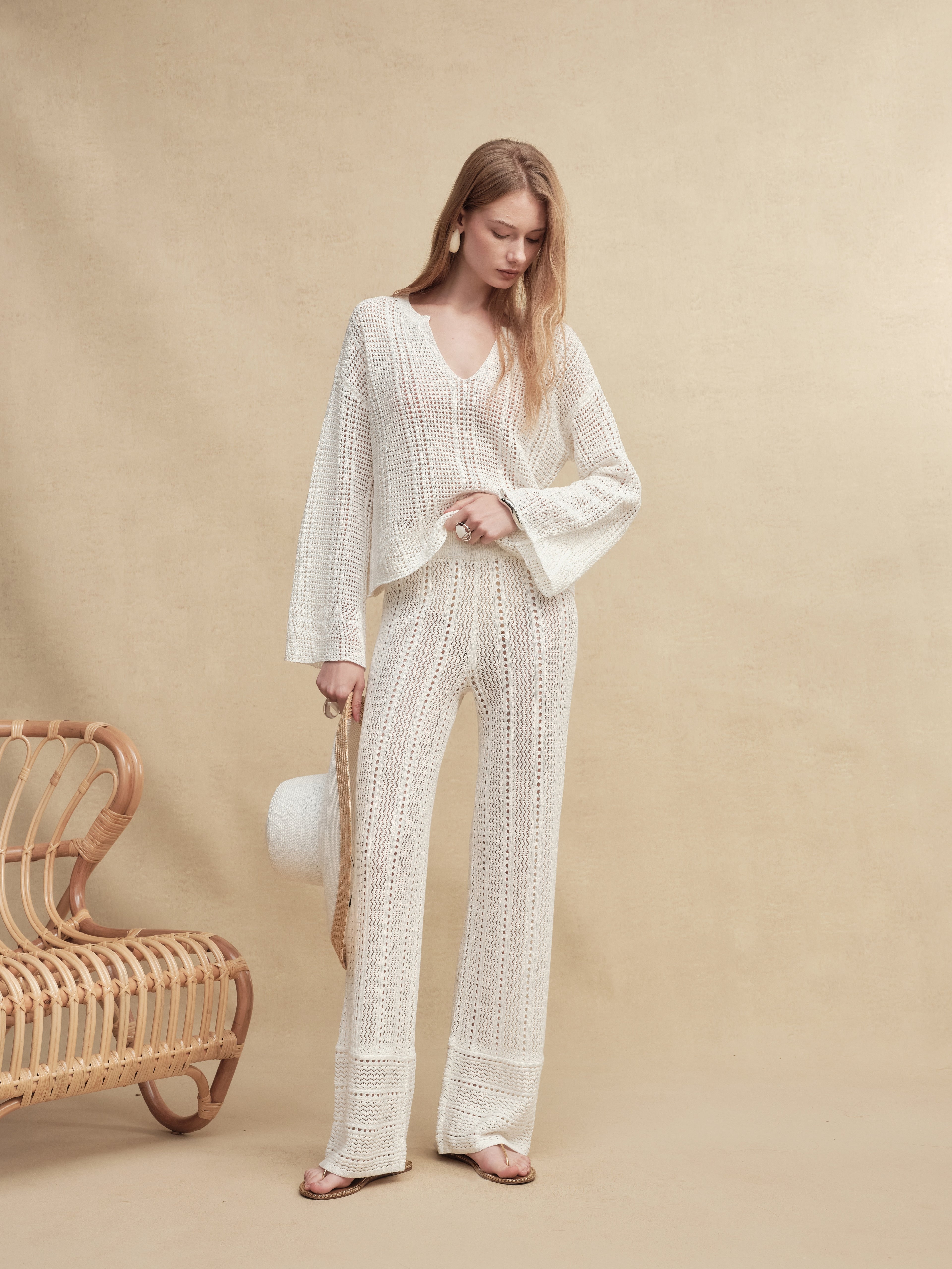 Paper Knit Wide-Leg Pants